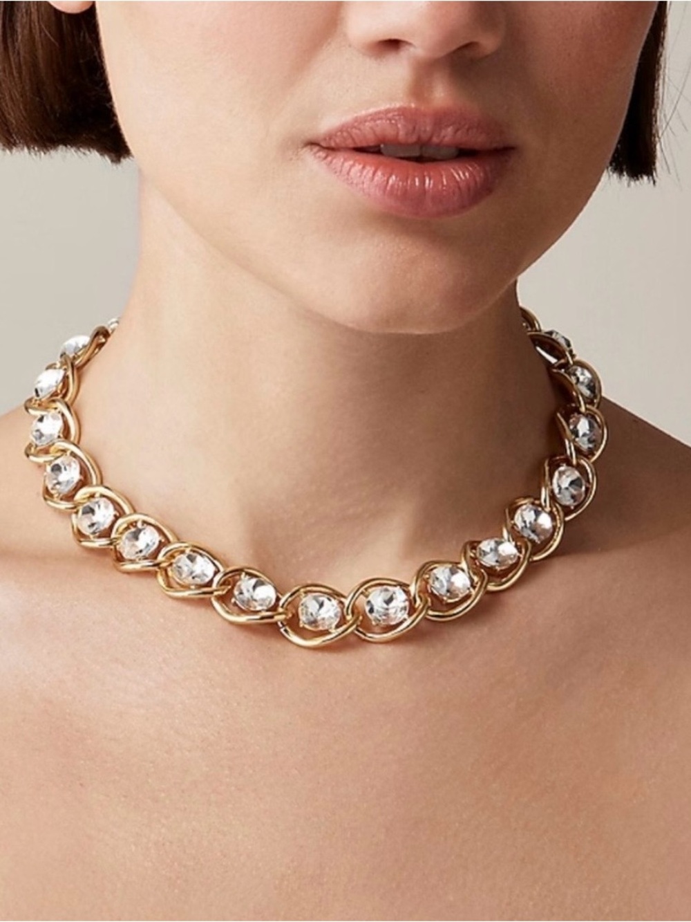 J. Crew Gold Link Necklace with Sparkle Crystals - Picture 7 of 7